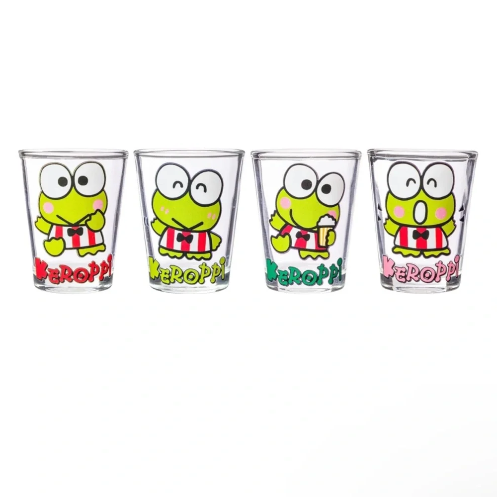 🐸Silver Buffalo Sanrio Hello Kitty & Friends Keroppi 4 shot Glass Set 1.5oz New